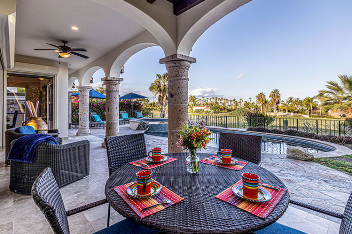 Holiday table on the patio at Casa Bonita, Palmilla