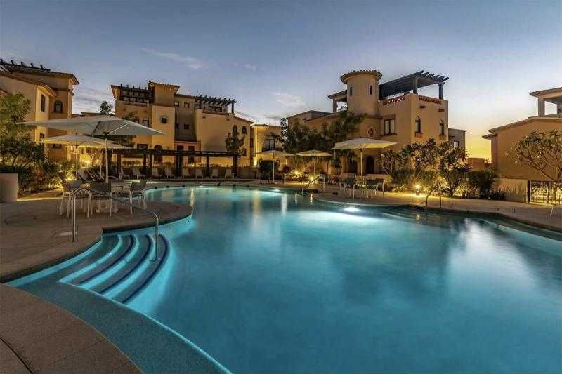 Mavila resort pool at dusk, Casa Marimar, Quivira