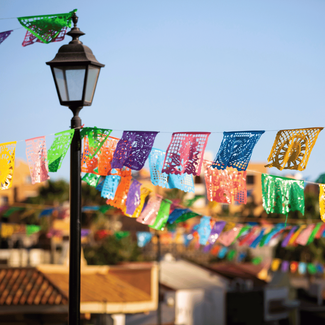 Festive flags in streets of Todos Santos