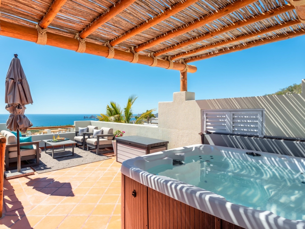 Hot tub views in a Cabo vacation rental